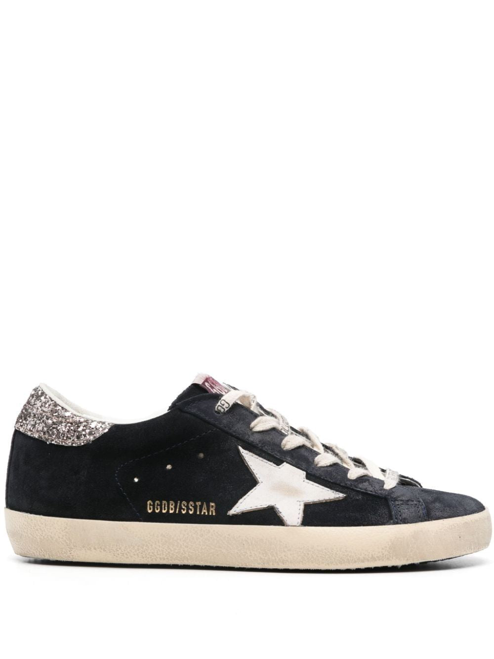 GOLDEN GOOSE Super-Star Blue and Silver Glitter Sneakers