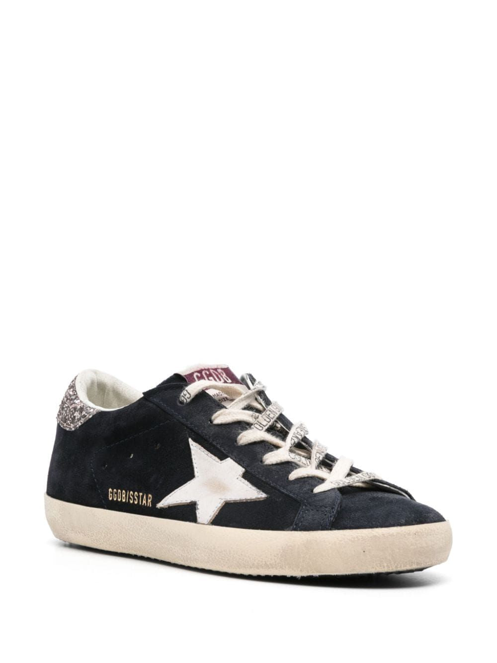 GOLDEN GOOSE Super-Star Blue and Silver Glitter Sneakers