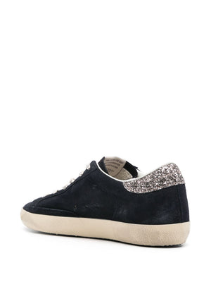 GOLDEN GOOSE Super-Star Blue and Silver Glitter Sneakers