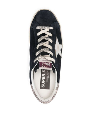 GOLDEN GOOSE Super-Star Blue and Silver Glitter Sneakers