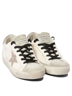 GOLDEN GOOSE Super-Star Vintage Sneaker with Pink Star and Silver Accent