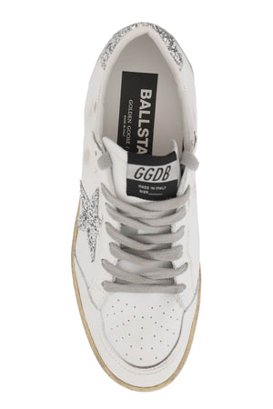 Vintage White Leather Sneakers with Glitter Star for Women