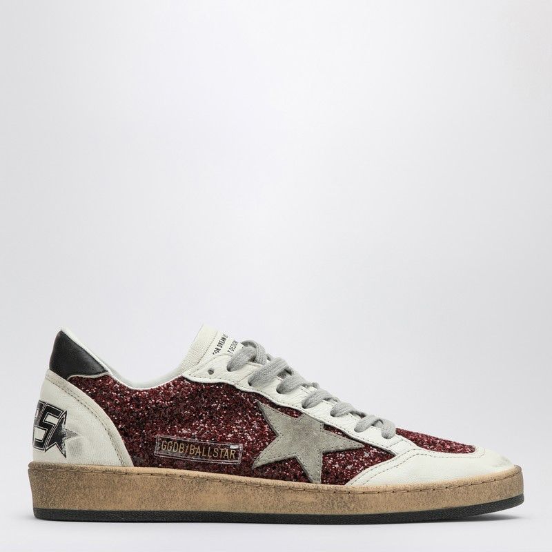 GOLDEN GOOSE Burgundy Star Glitter Sneakers