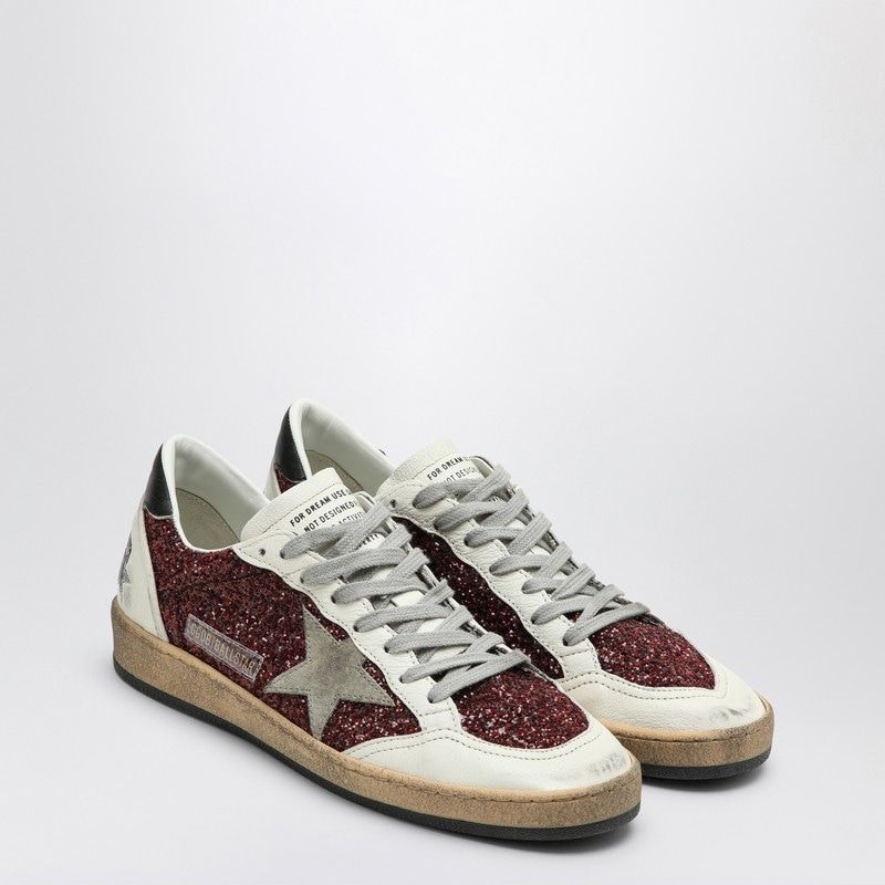 GOLDEN GOOSE Burgundy Star Glitter Sneakers