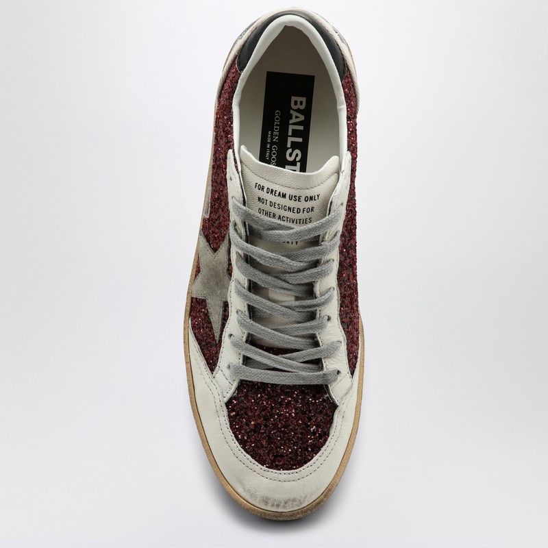 GOLDEN GOOSE Burgundy Star Glitter Sneakers