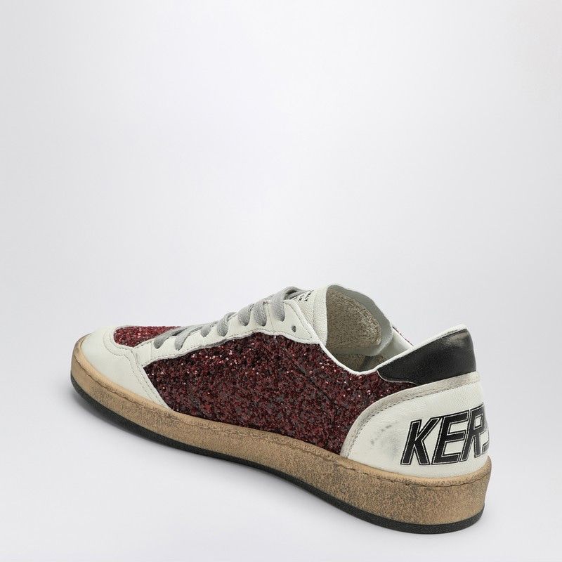 GOLDEN GOOSE Burgundy Star Glitter Sneakers