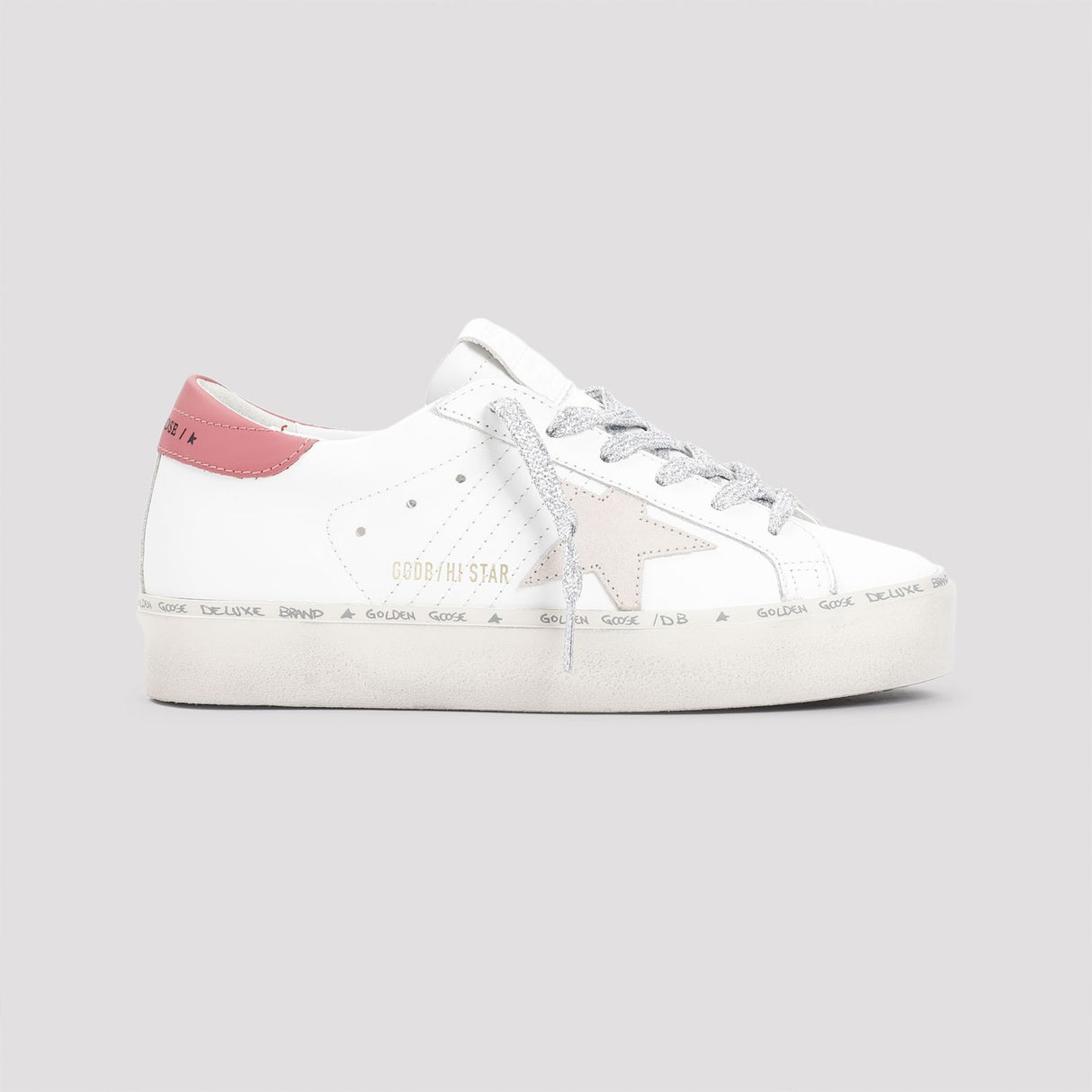 GOLDEN GOOSE Hi Star Leather Sneakers with Suede Accents