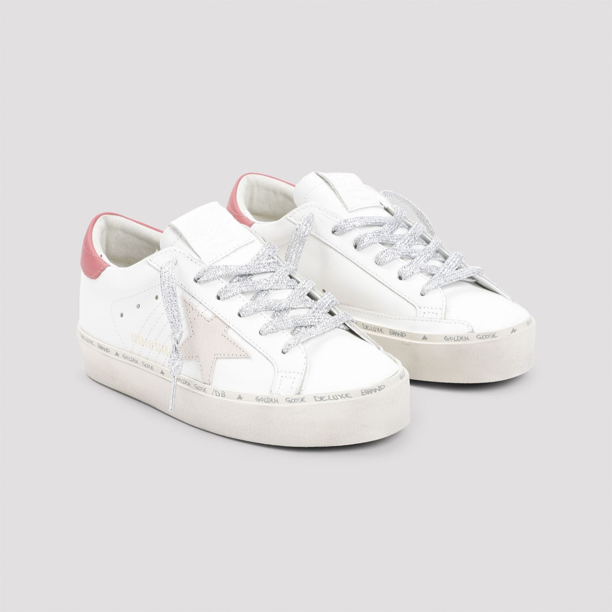 GOLDEN GOOSE Hi Star Leather Sneakers with Suede Accents