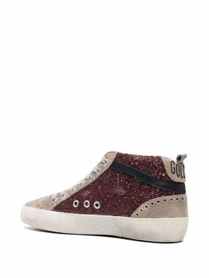 GOLDEN GOOSE Mid Star Glitter Upper Suede Toe Women's Sneakers