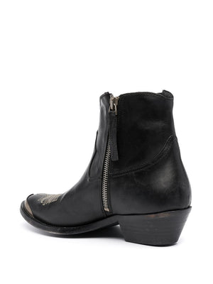 GOLDEN GOOSE Midnight Elegance Embroidered Leather Ankle Boots