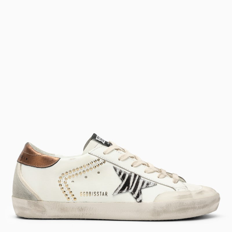 Women's White Leather Low Top Trainers with Iconic Animal Star Detail