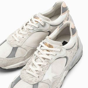 GOLDEN GOOSE Dad-Star Distressed Sneaker in White and Grey