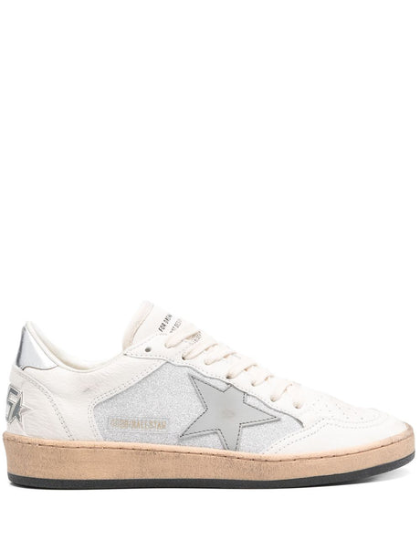 GOLDEN GOOSE Chic Leather Lace-Up Sneakers with Glitter Detailing