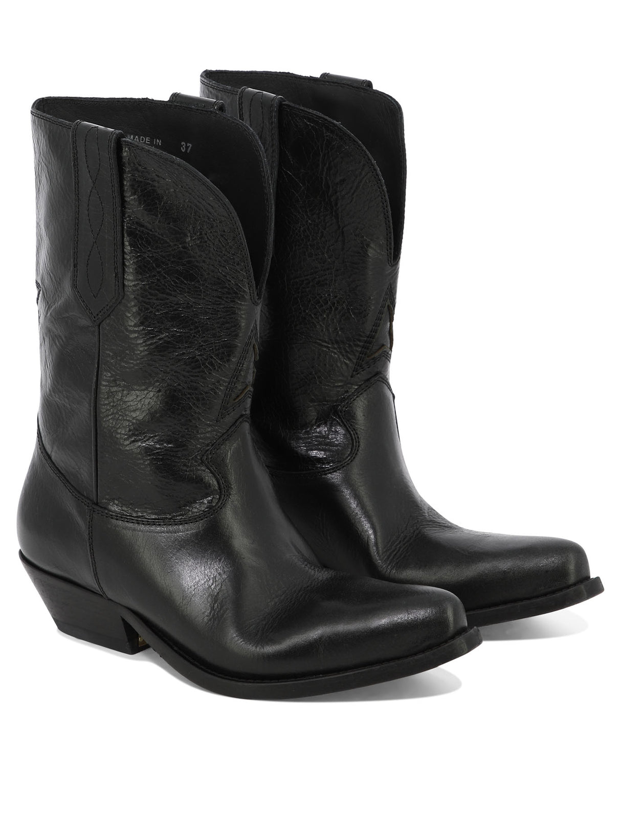 GOLDEN GOOSE Wish Star Cowboy Boots for Women in Black for SS24
