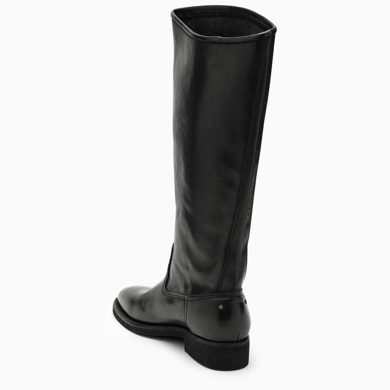 Classic Black Leather High Boot for Women