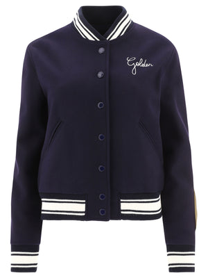 GOLDEN GOOSE Blue Bomber Jacket with Sporty-Stripe Details for Women