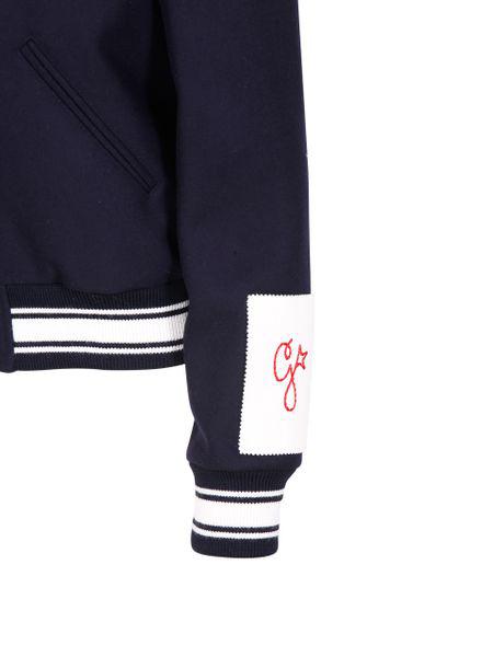 GOLDEN GOOSE Blue Bomber Jacket with Sporty-Stripe Details for Women