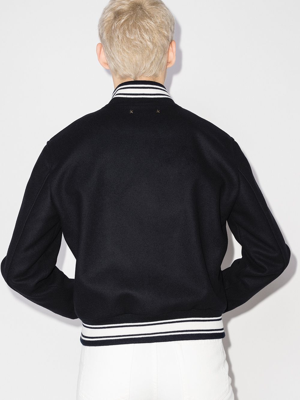 GOLDEN GOOSE Blue Bomber Jacket with Sporty-Stripe Details for Women