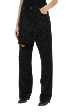 GOLDEN GOOSE Black Denim Trousers with Crystals for Women - SS24 Collection