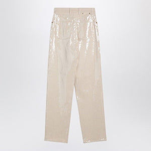 GOLDEN GOOSE Sequin Embellished Beige Trousers