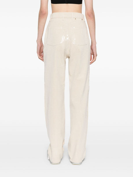 GOLDEN GOOSE Ecru Denim Pants with Star Studs