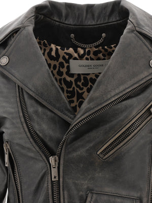 GOLDEN GOOSE Black Leather Jacket for Women - SS24 Collection