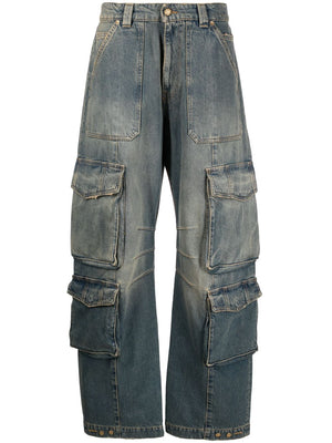 GOLDEN GOOSE Irina Cargo Trousers in Blue, Cotton Denim for Women - FW24