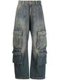 GOLDEN GOOSE Irina Cargo Trousers in Blue, Cotton Denim for Women - FW24