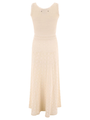 Elegant Beige Crochet Dress for Women - SS24 Collection