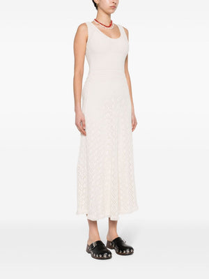 ホワイトコットンとポリアミド製のドレス - 春/夏2024