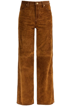 GOLDEN GOOSE Luxurious Suede Leather Straight-Leg Pants