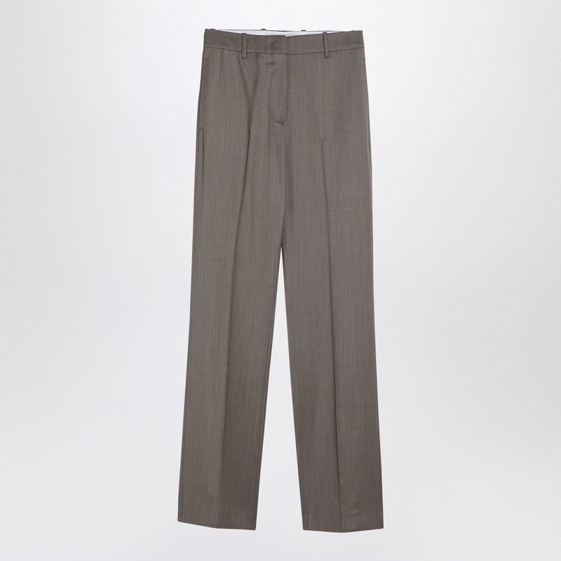 GOLDEN GOOSE Chic Light Grey Wool Trousers with Elegant Darts