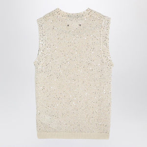 GOLDEN GOOSE Ivory Shimmer Knit Vest