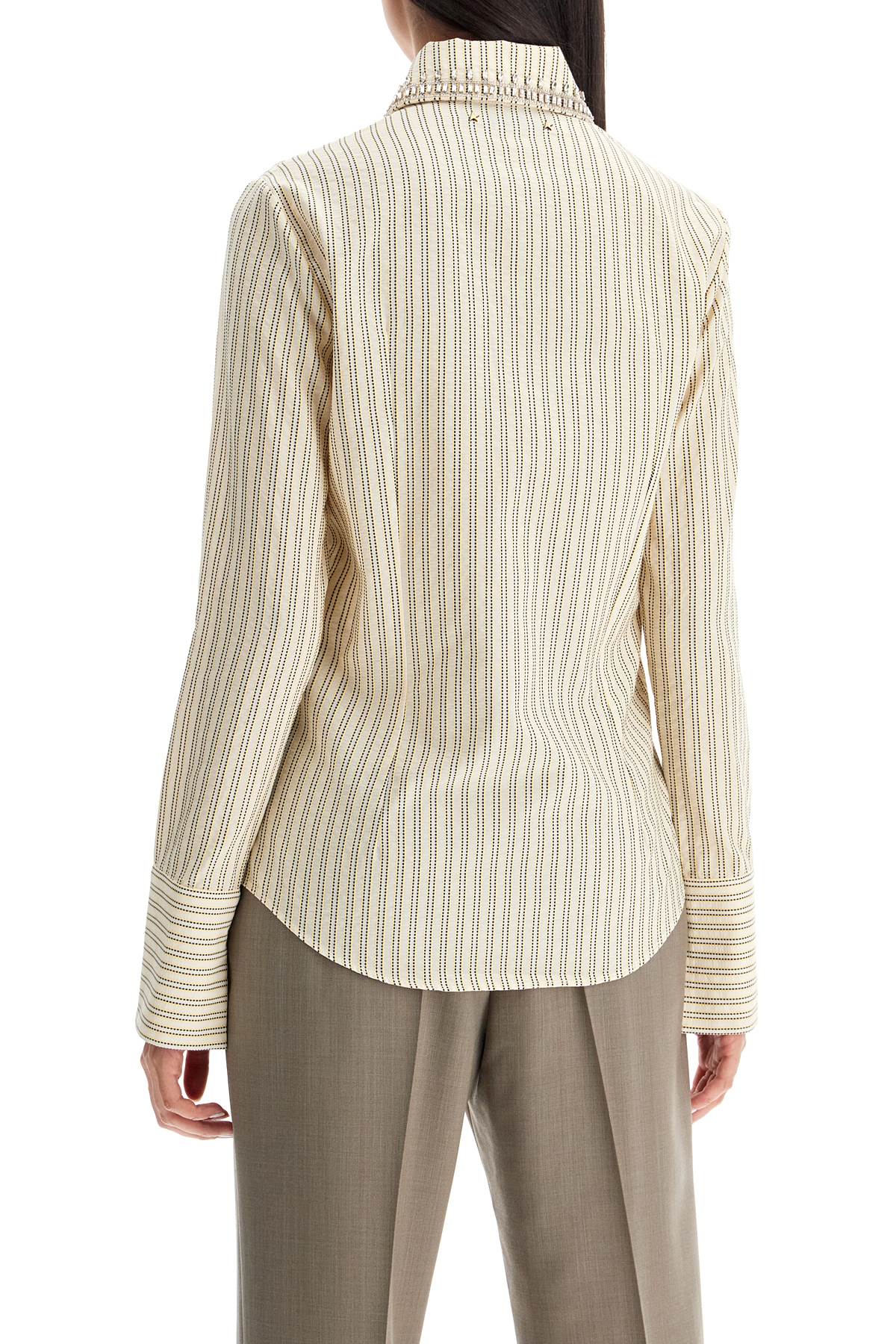 GOLDEN GOOSE Crystal-Embellished Striped Long-Sleeve Shirt