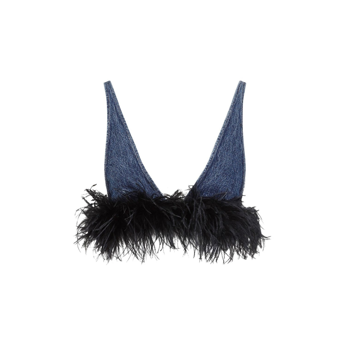 Blue Feather Cotton Top | MIU MIU SS24 Collection