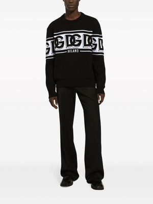 DOLCE & GABBANA Timeless Intarsia Knit Logo Jumper for Men