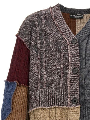 Multicolor Patchwork Raffia Cardigan for Men - FW23 Collection