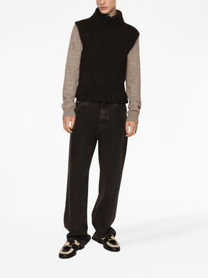 DOLCE & GABBANA Men's High-Neck Bicolor Wool Jumper - FW23