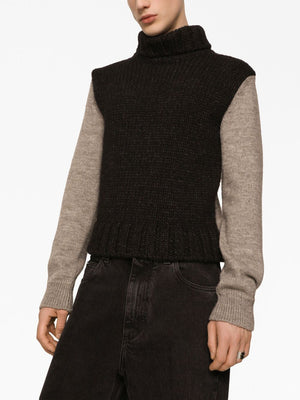 DOLCE & GABBANA Men's High-Neck Bicolor Wool Jumper - FW23