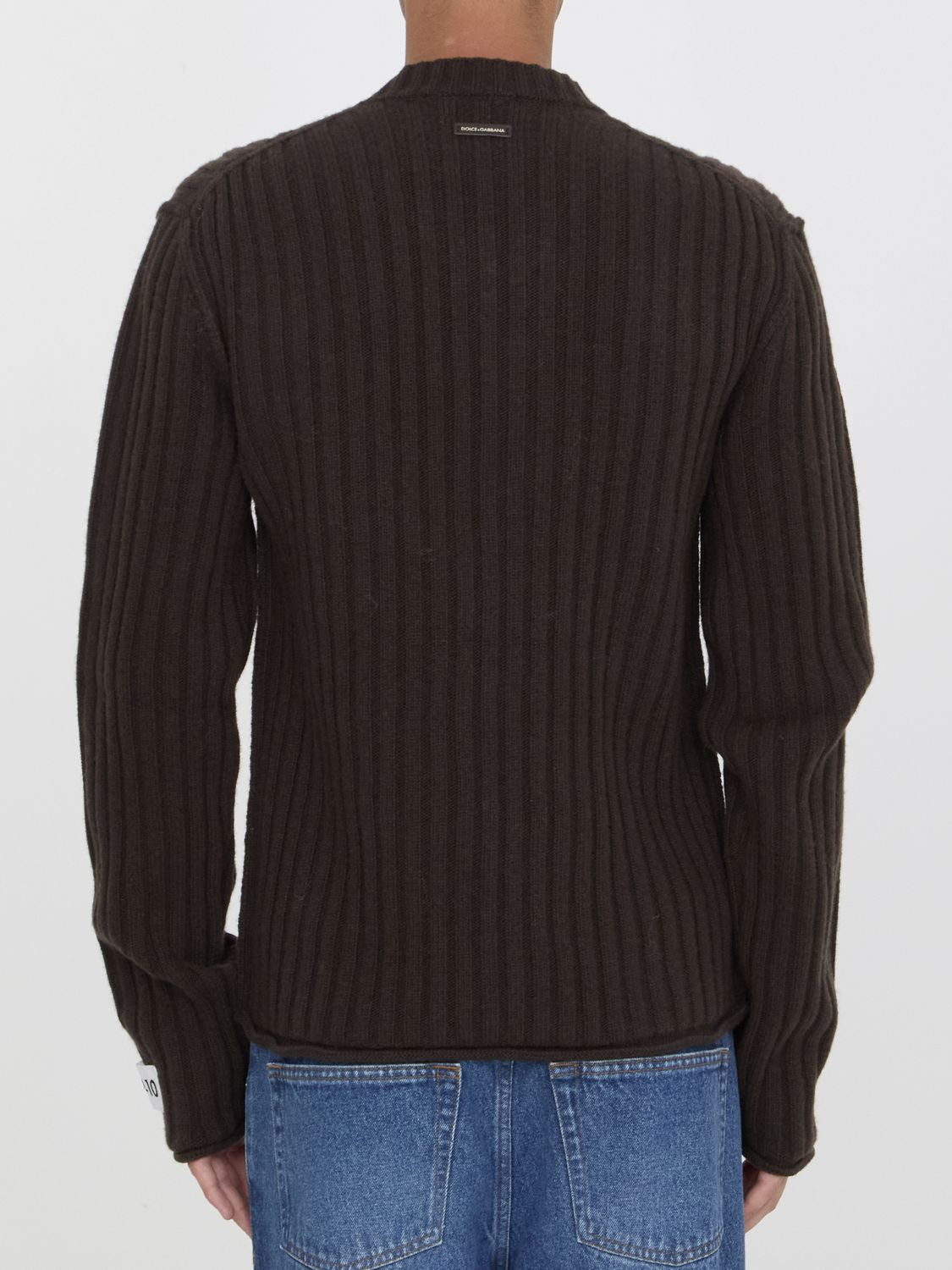 DOLCE & GABBANA Men's V-Neck Ribbed Wool Sweater