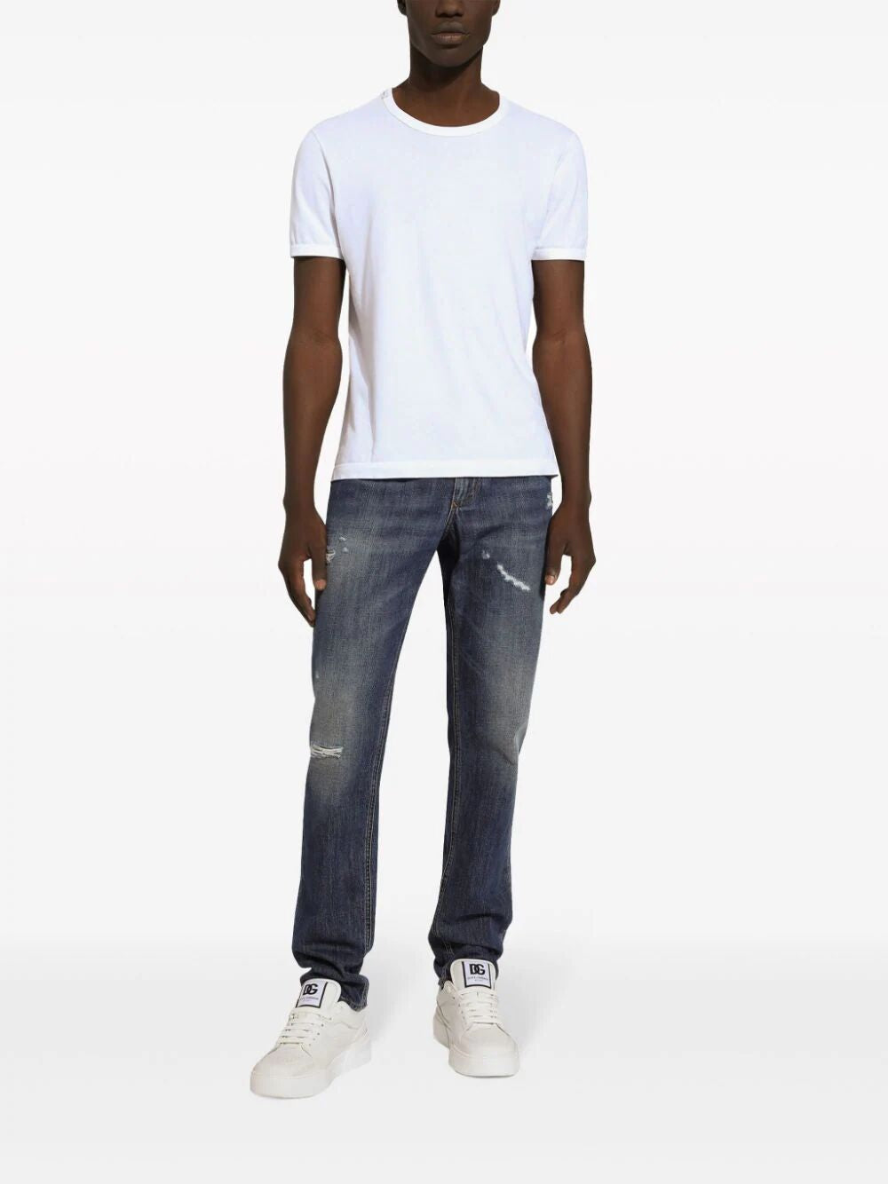 DOLCE & GABBANA Men's Straight Leg Cotton Jeans in Blue for SS24