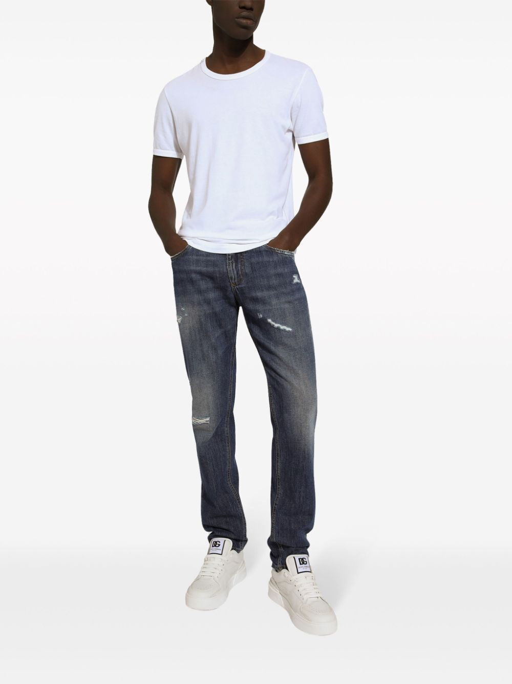 DOLCE & GABBANA Men's Straight Leg Cotton Jeans in Blue for SS24