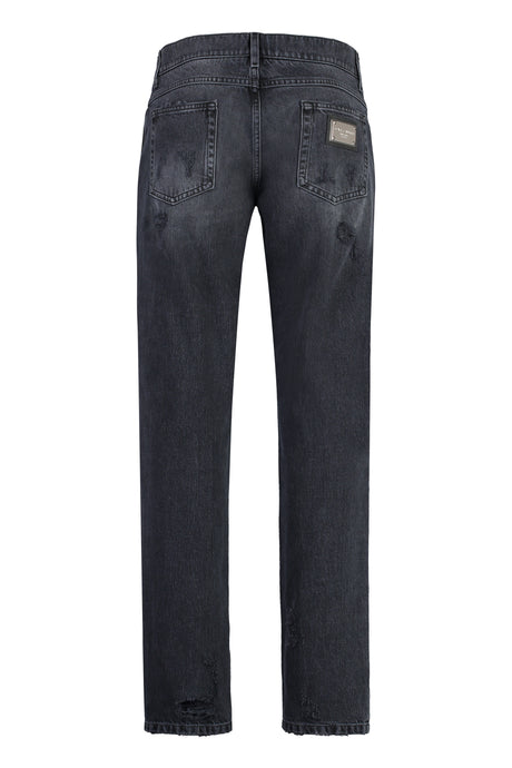 DOLCE & GABBANA Men's Black Distressed Jeans - SS24 Collection