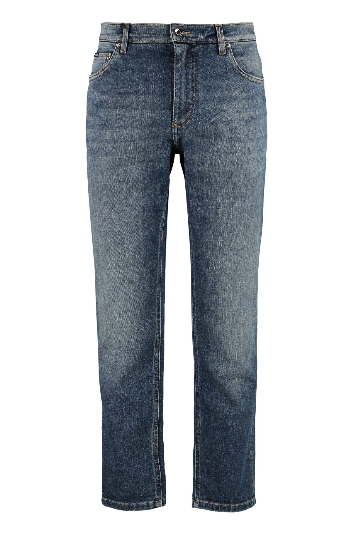 DOLCE & GABBANA Loose-Fit Contrast Stitching Custom Jeans for Men - Denim