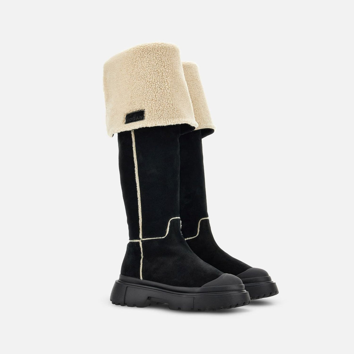 HOGAN Stylish Black and Cream Women's Boots - FW23