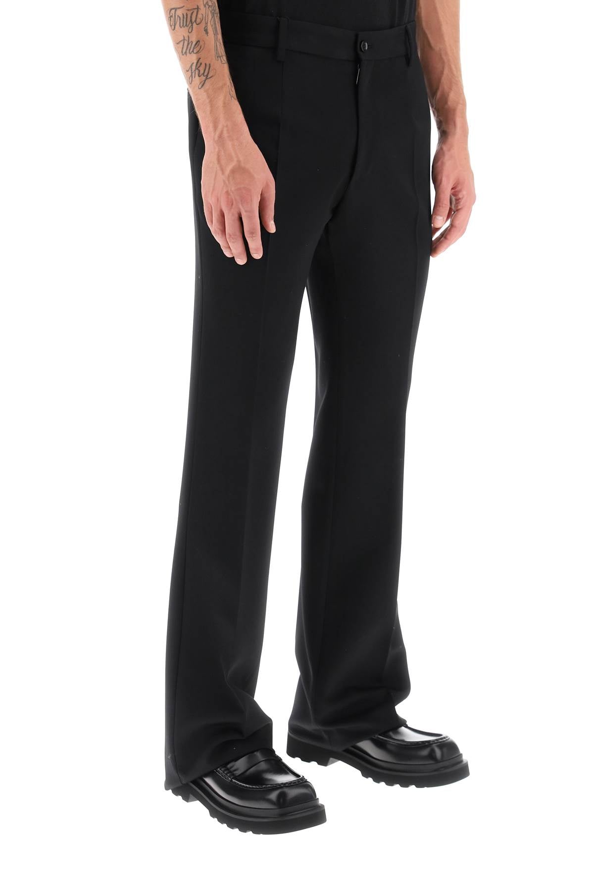 DOLCE & GABBANA Flared Wool Trousers for Men - Black