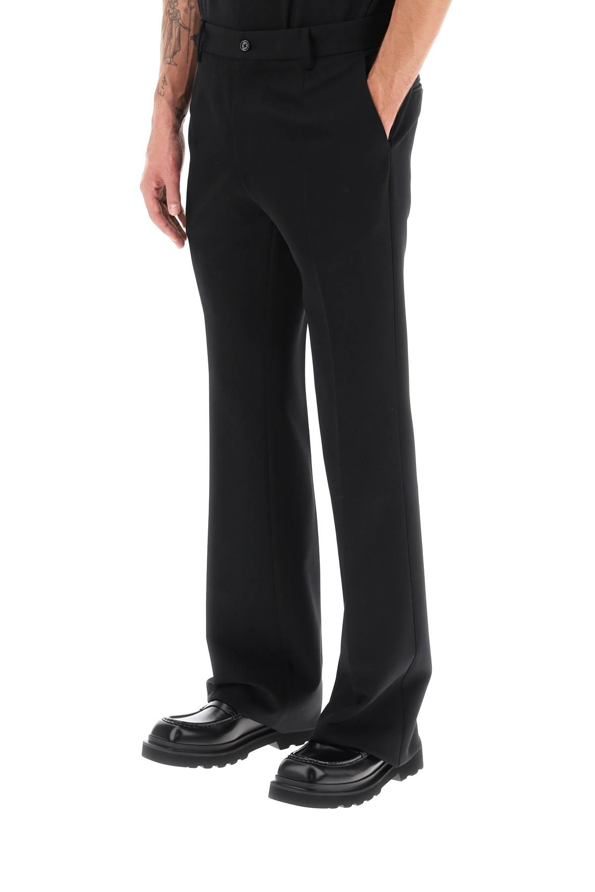 DOLCE & GABBANA Flared Wool Trousers for Men - Black