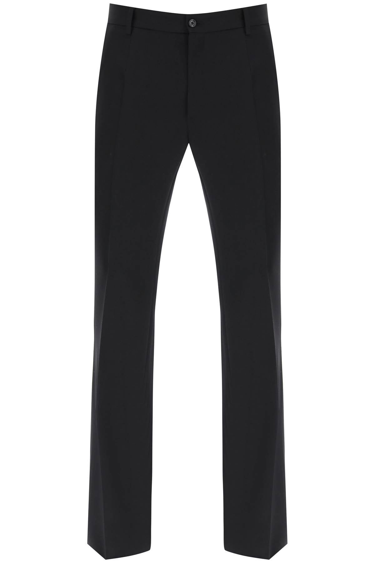 Flared Wool Trousers - Black