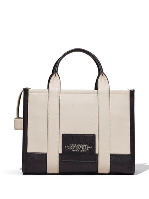 Two-Tone Leather Colorblock Tote Handbag