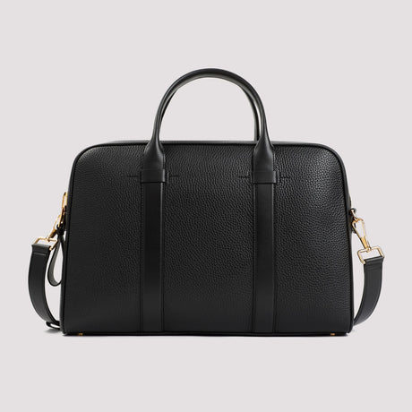 TOM FORD Luxurious Men's Black Leather Briefcase for SS24 Collection